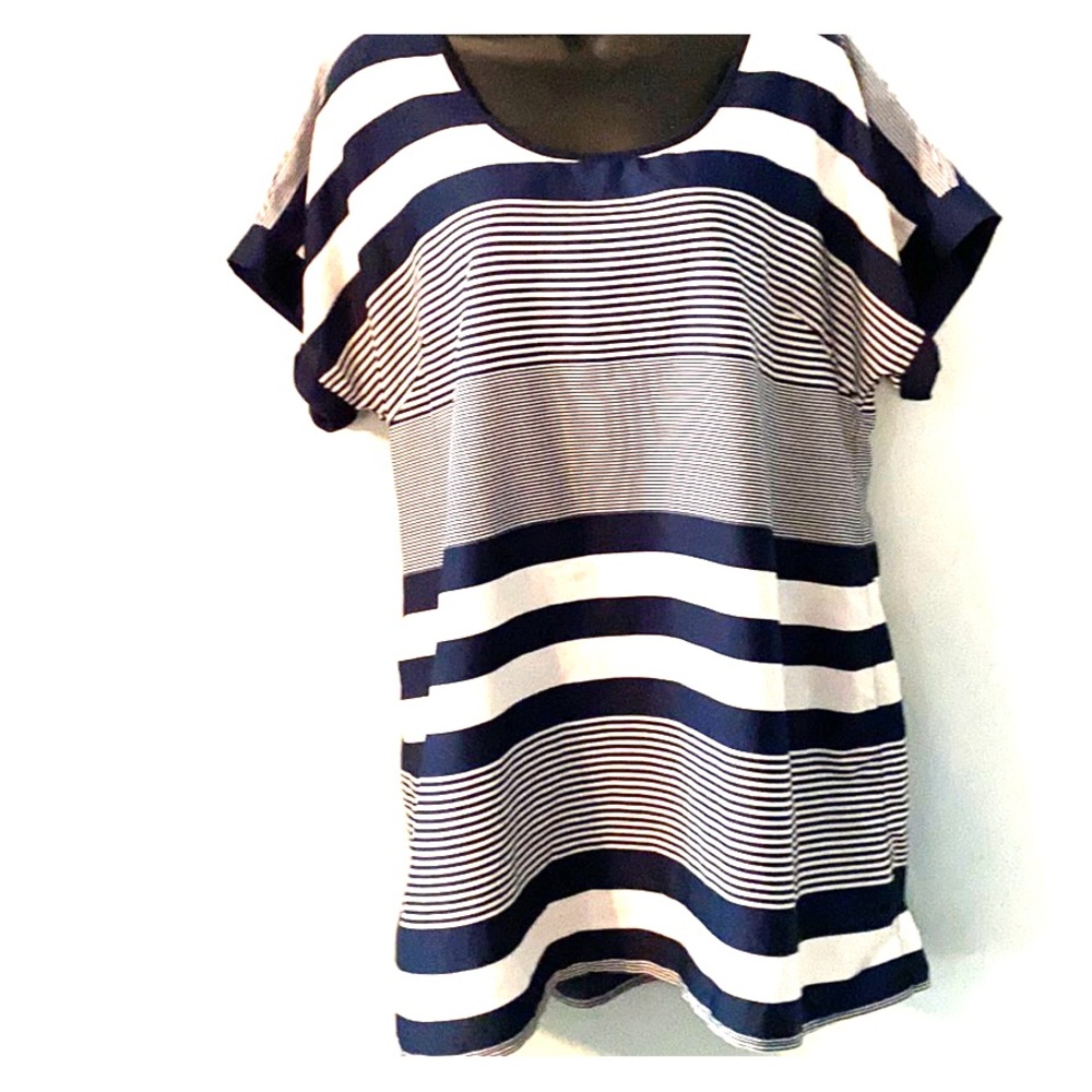 Motherhood Maternity Navy and White Striped Top